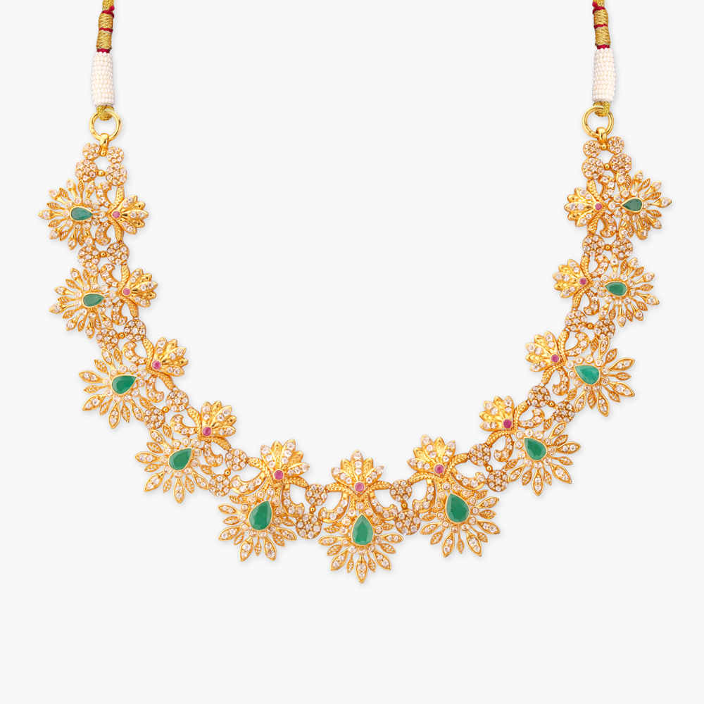 Clustered Splendour Gold Necklace Set