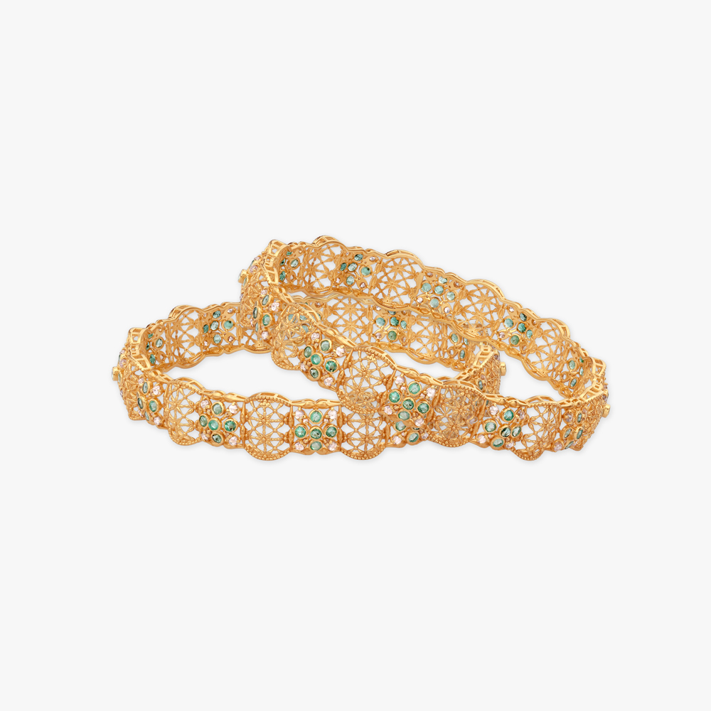 Lace Mosaic Gold Bangles
