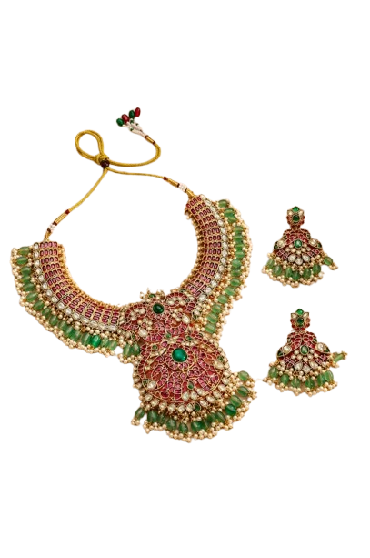 Emerald bridal necklace set